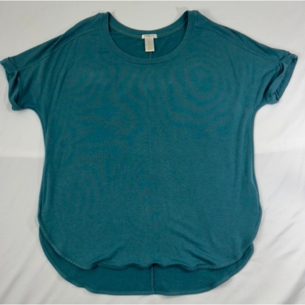 Matty M Roll Cuff Short Sleeve Scoop Neck T Shirt Casual Shirt womens Size 2XL
